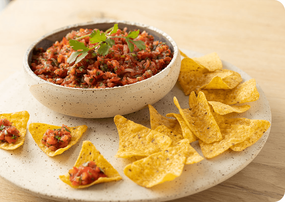 Verfrissende paprika en koriandersalsa