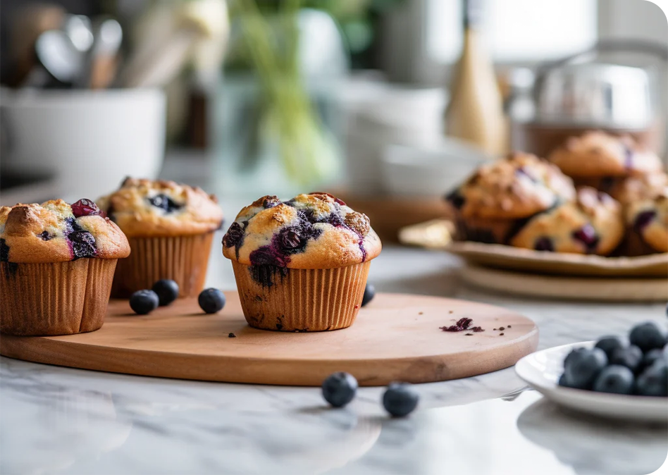 Muffins met bosbessen en chocolade