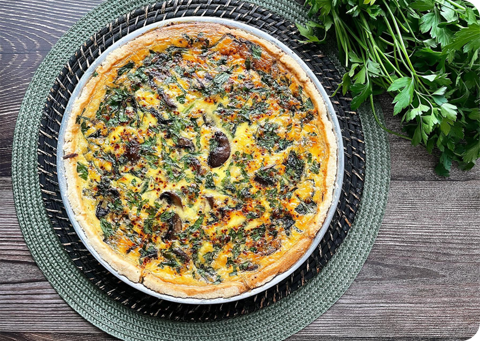 Quiche met champignons en spinazie