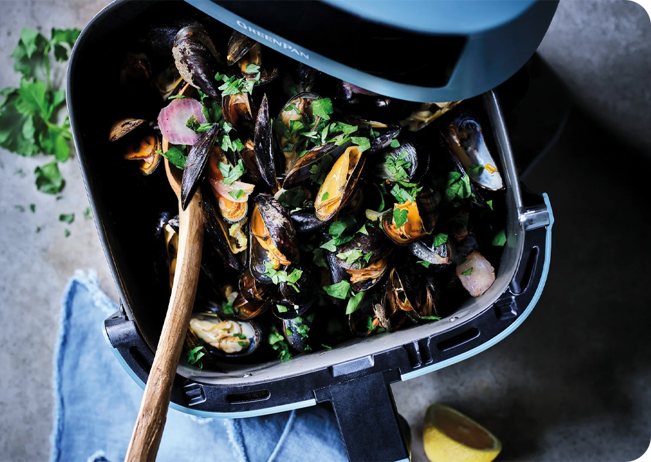 Klassieke mosselen uit de airfryer