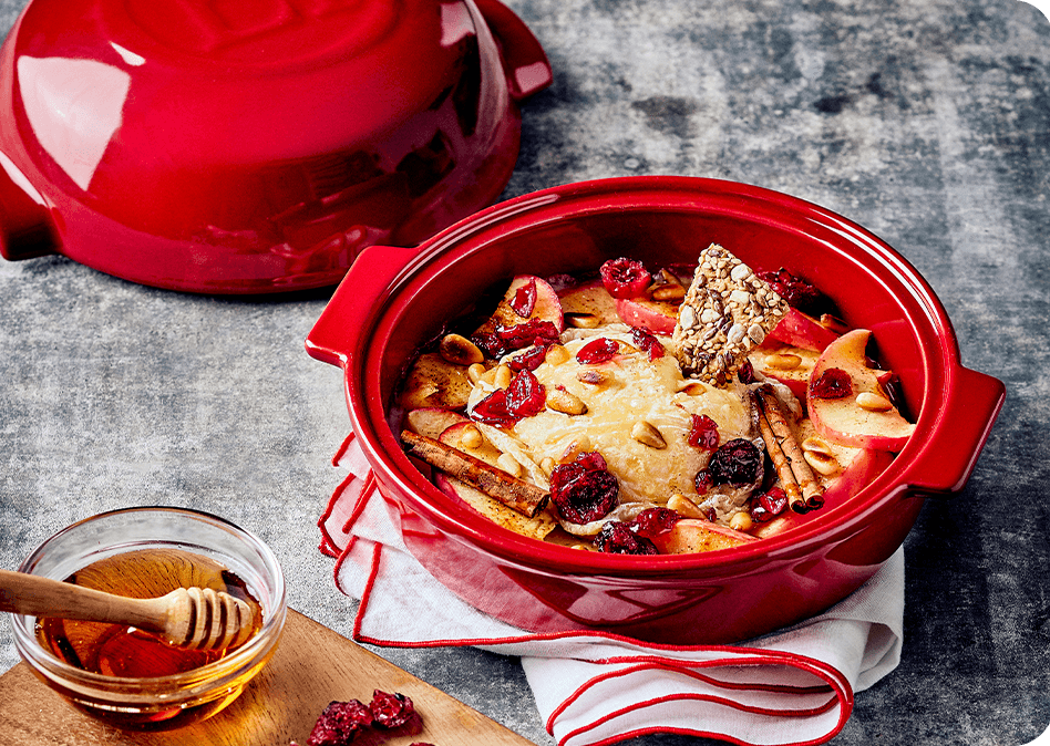 Gebakken kaas met appel en cranberry