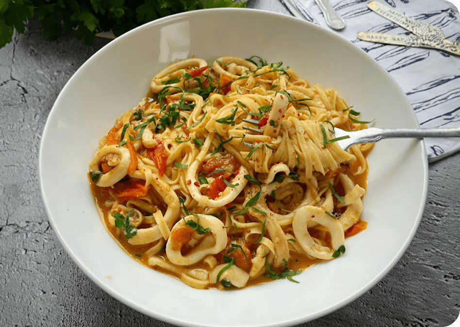 Spaghetti met calamari