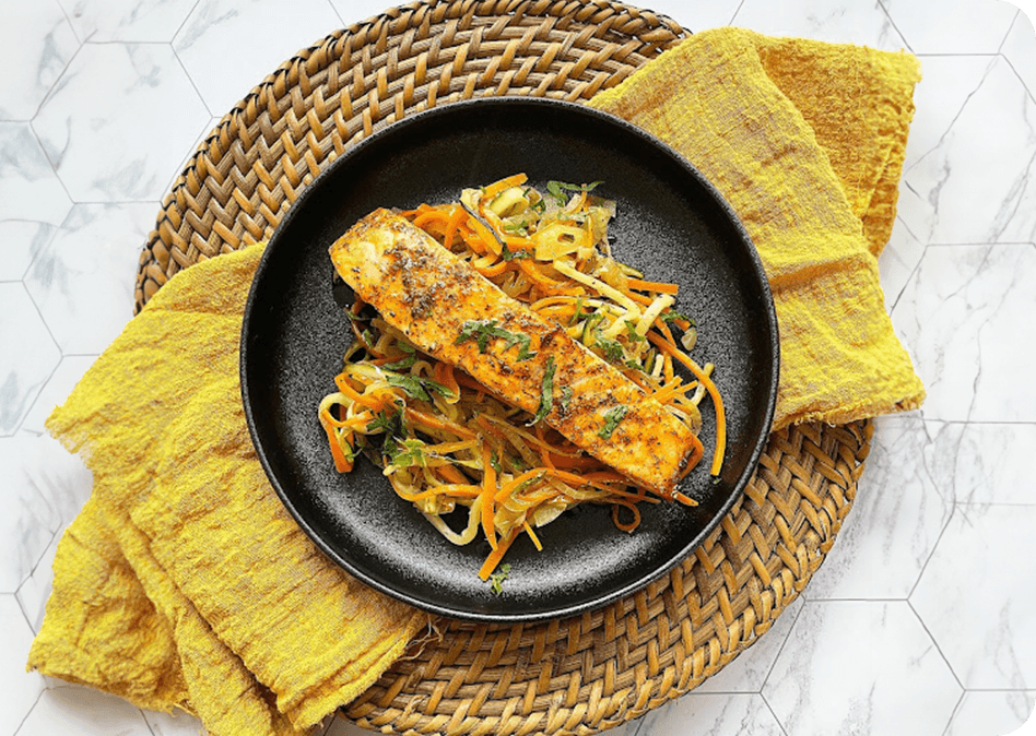 Airfryer zalm met julienne groenten