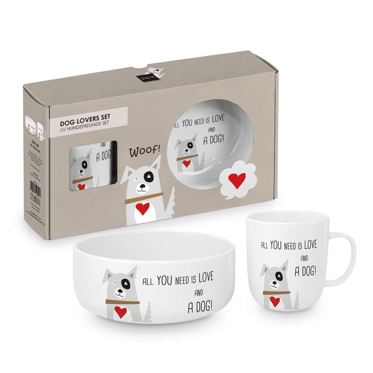 PPD Love Dog Set koffietas + voederbak